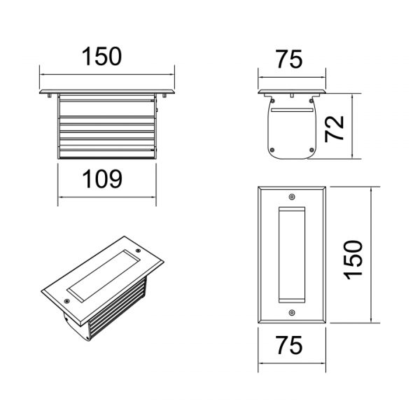 3W Zemin Wallwasher Teknik Çizim