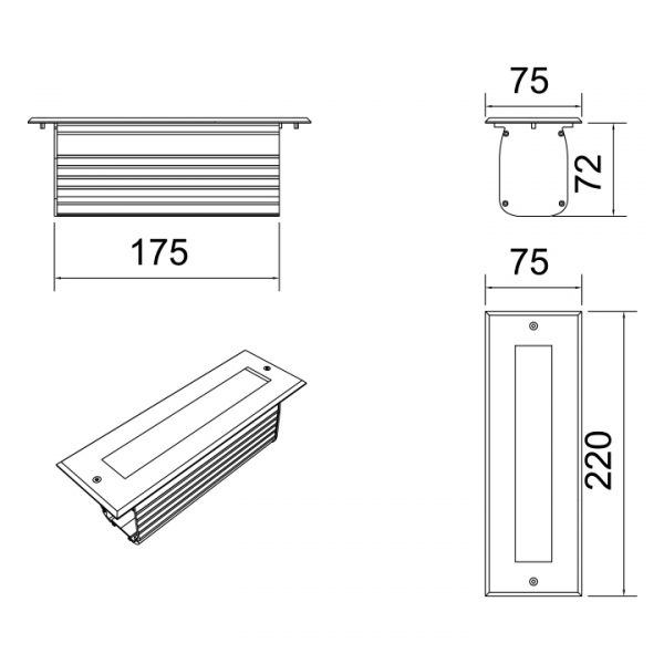 6W Zemin Wallwasher Teknik Çizim