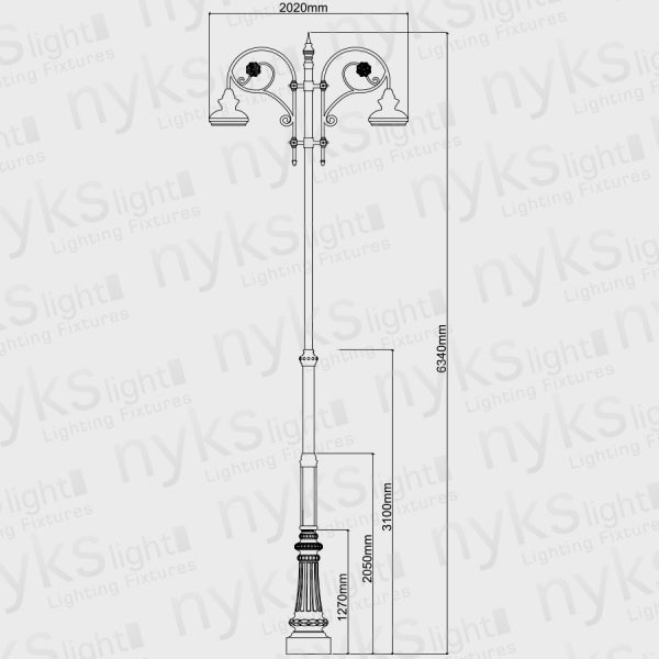 Clasik Aydınlatma Direği Ariq 1 Teknik Çizim
